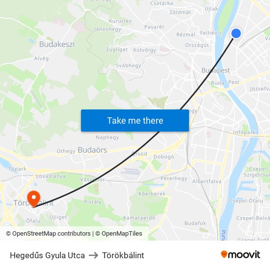 Hegedűs Gyula Utca to Törökbálint map