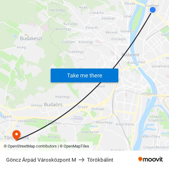 Göncz Árpád Városközpont M to Törökbálint map