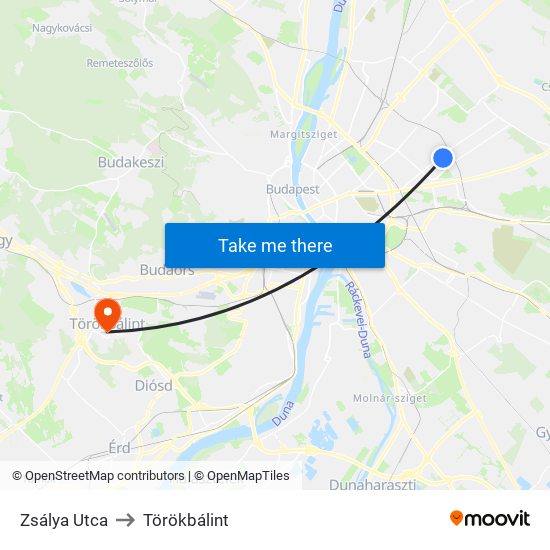 Zsálya Utca to Törökbálint map