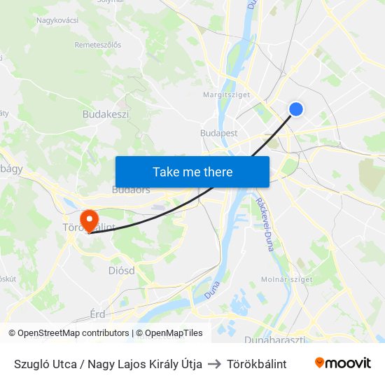 Szugló Utca / Nagy Lajos Király Útja to Törökbálint map