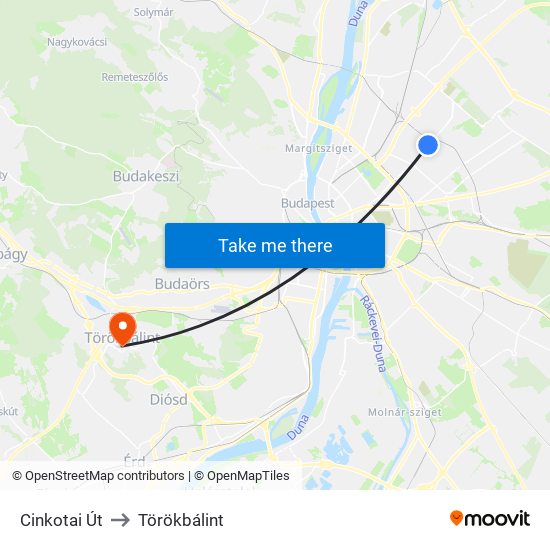 Cinkotai Út to Törökbálint map