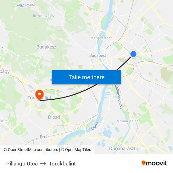 Pillangó Utca to Törökbálint map