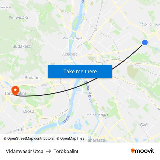 Vidámvásár Utca to Törökbálint map