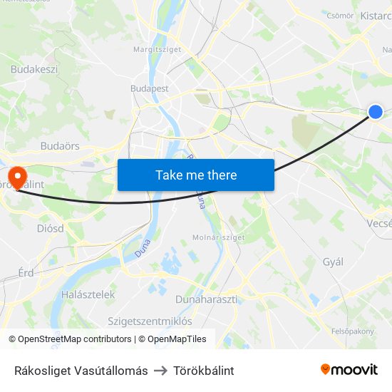 Rákosliget Vasútállomás to Törökbálint map