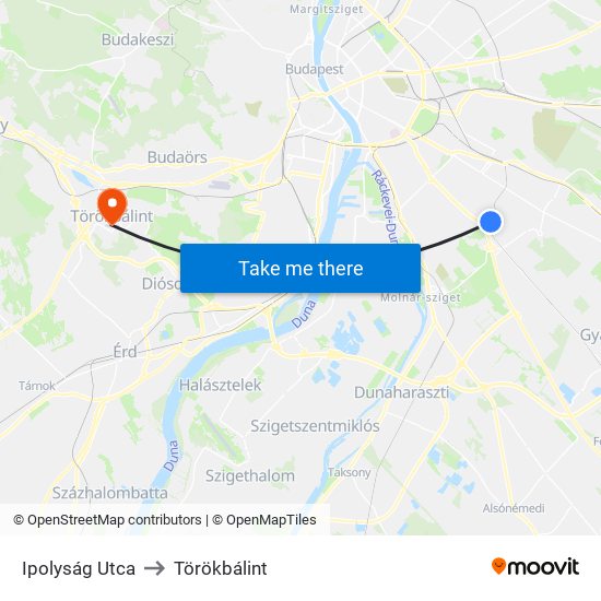 Ipolyság Utca to Törökbálint map