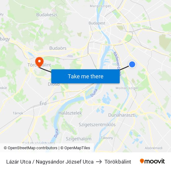 Lázár Utca / Nagysándor József Utca to Törökbálint map