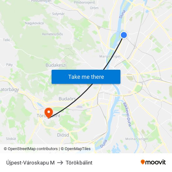 Újpest-Városkapu M to Törökbálint map