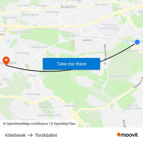 Kőérberek to Törökbálint map