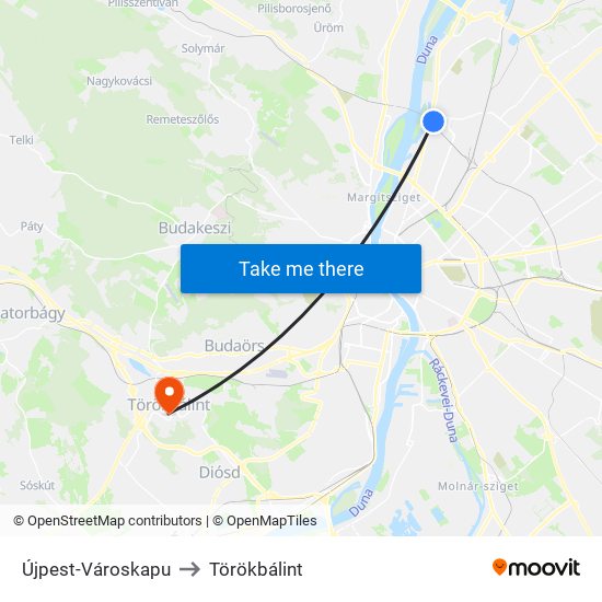 Újpest-Városkapu to Törökbálint map