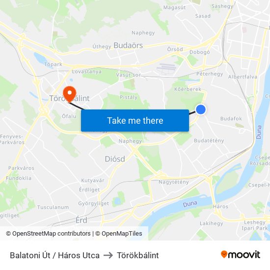 Balatoni Út / Háros Utca to Törökbálint map