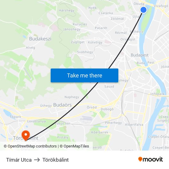 Tímár Utca to Törökbálint map