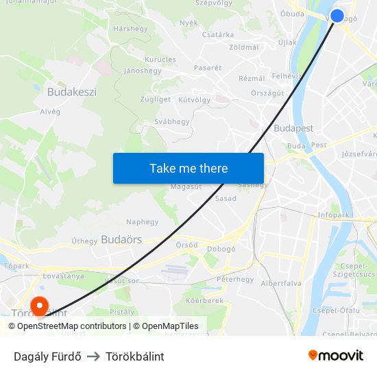 Dagály Fürdő to Törökbálint map