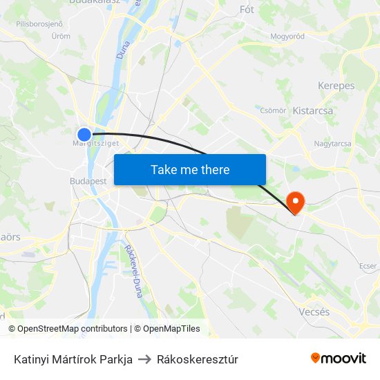 Katinyi Mártírok Parkja to Rákoskeresztúr map