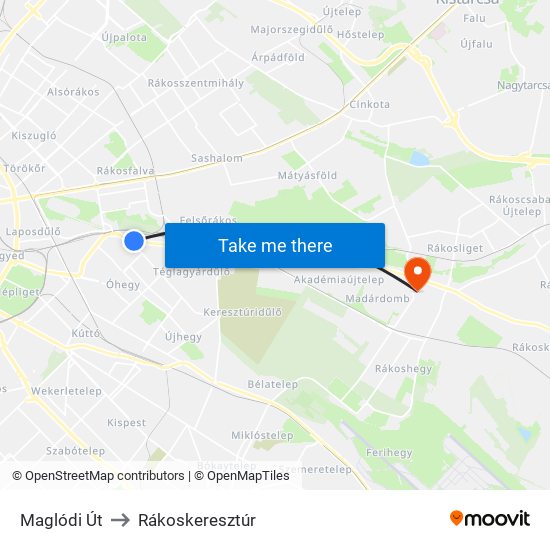 Maglódi Út to Rákoskeresztúr map