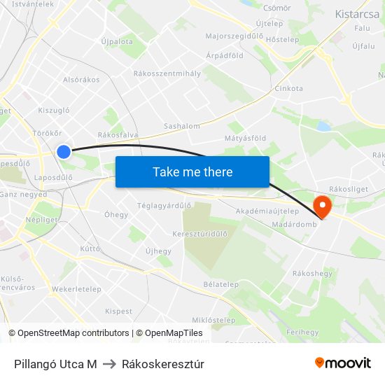 Pillangó Utca M to Rákoskeresztúr map
