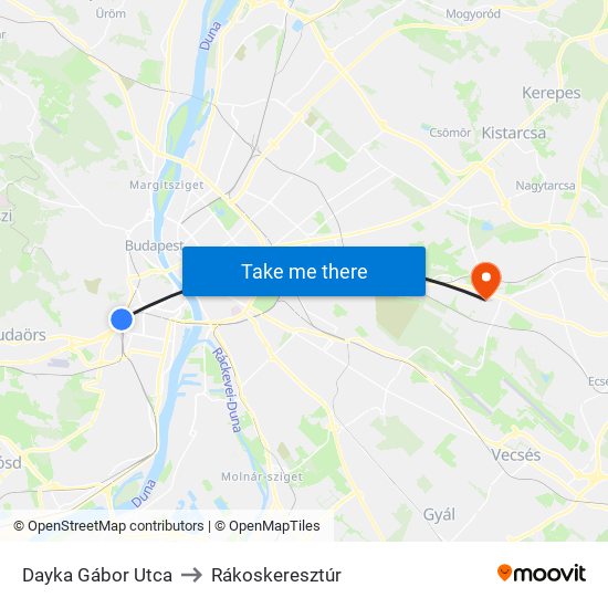Dayka Gábor Utca to Rákoskeresztúr map