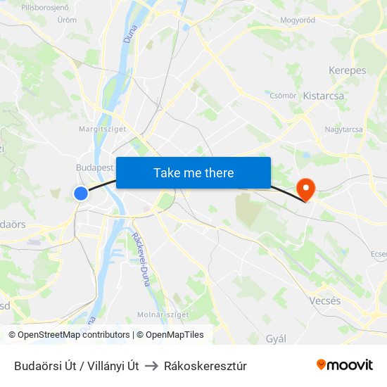 Budaörsi Út / Villányi Út to Rákoskeresztúr map