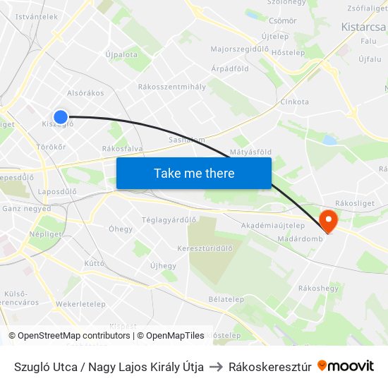 Szugló Utca / Nagy Lajos Király Útja to Rákoskeresztúr map