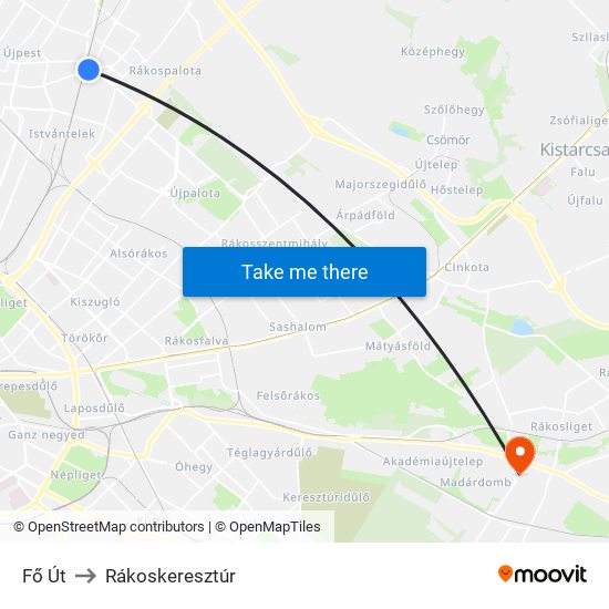 Fő Út to Rákoskeresztúr map