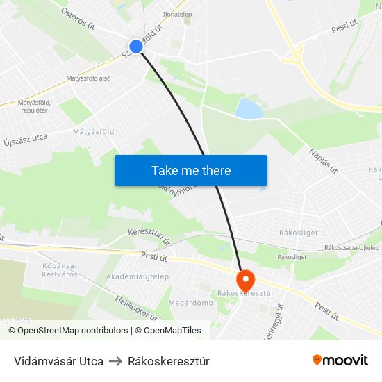 Vidámvásár Utca to Rákoskeresztúr map