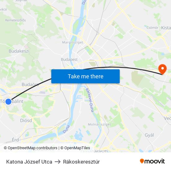 Katona József Utca to Rákoskeresztúr map