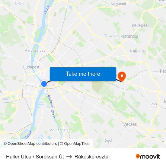 Haller Utca / Soroksári Út to Rákoskeresztúr map