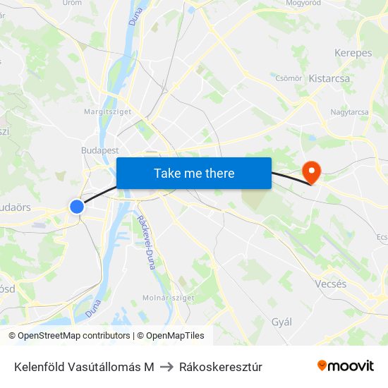 Kelenföld Vasútállomás M to Rákoskeresztúr map