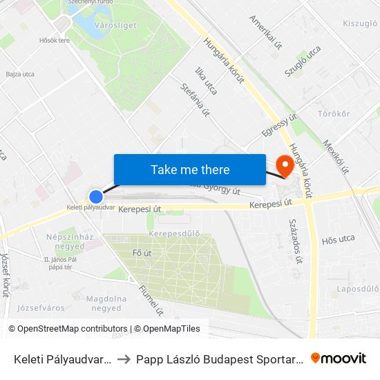 Keleti Pályaudvar M to Papp László Budapest Sportaréna map