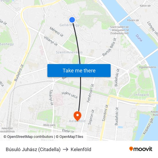 Búsuló Juhász (Citadella) to Kelenföld map