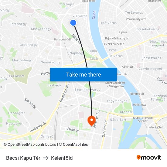 Bécsi Kapu Tér to Kelenföld map
