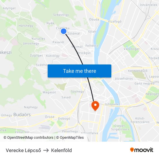 Verecke Lépcső to Kelenföld map
