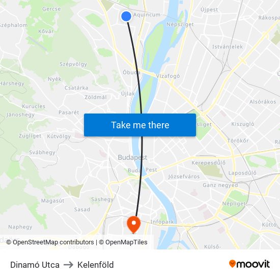 Dinamó Utca to Kelenföld map