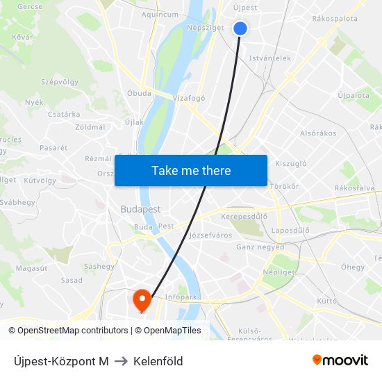 Újpest-Központ M to Kelenföld map