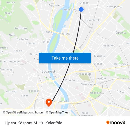 Újpest-Központ M to Kelenföld map