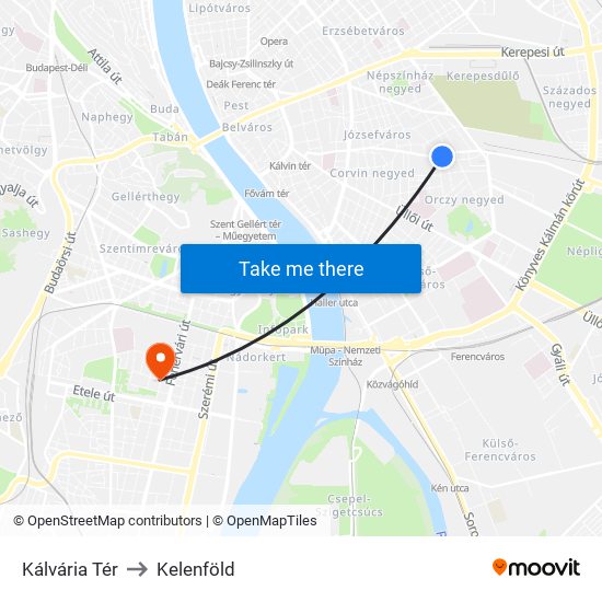 Kálvária Tér to Kelenföld map