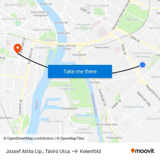 József Attila Ltp., Távíró Utca to Kelenföld map