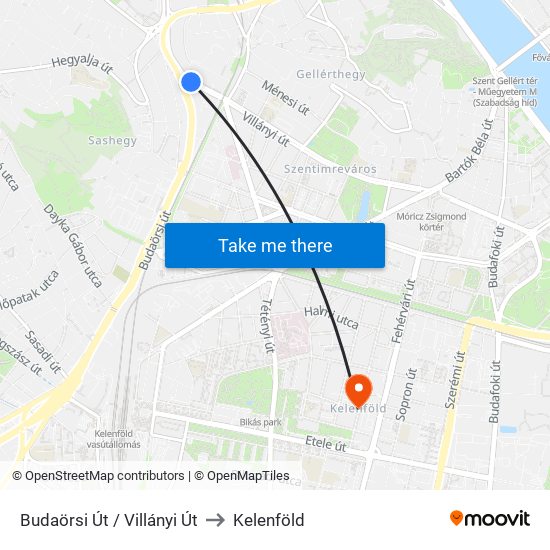 Budaörsi Út / Villányi Út to Kelenföld map