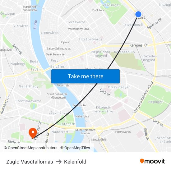 Zugló Vasútállomás to Kelenföld map