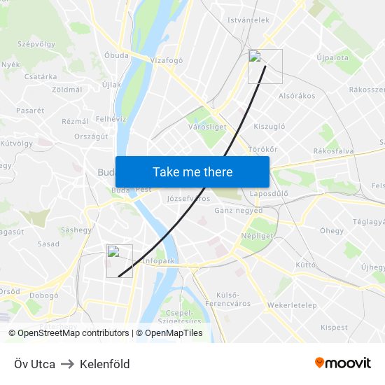 Öv Utca to Kelenföld map