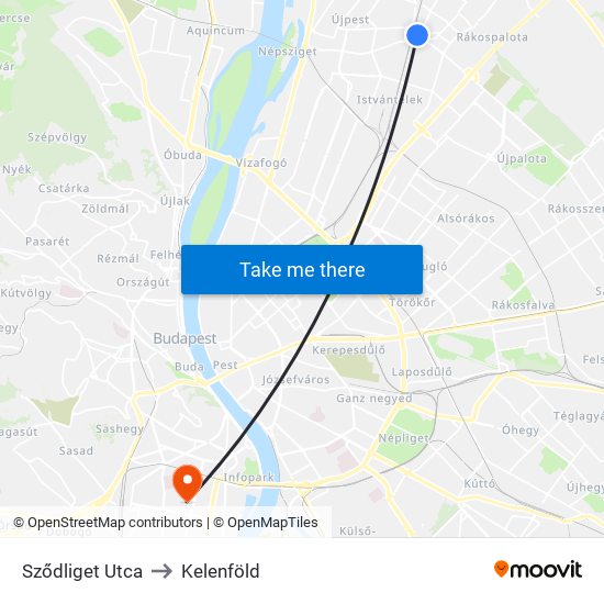 Sződliget Utca to Kelenföld map