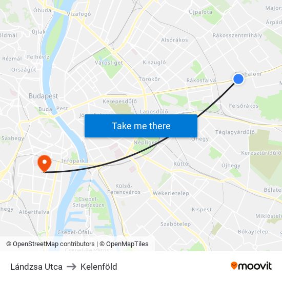 Lándzsa Utca to Kelenföld map