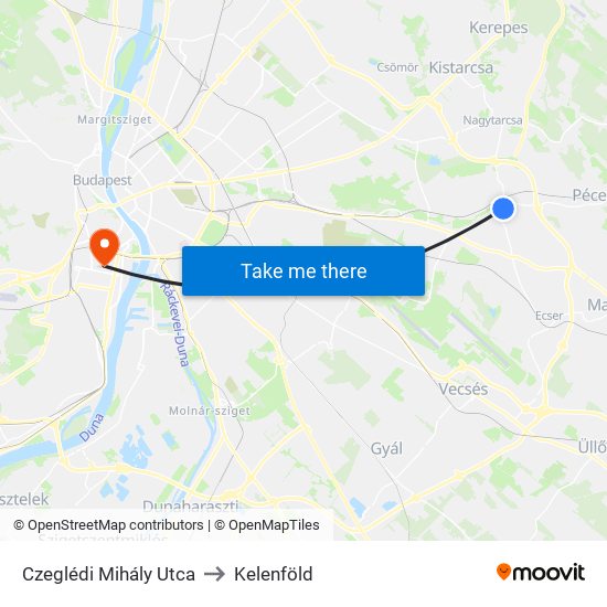 Czeglédi Mihály Utca to Kelenföld map