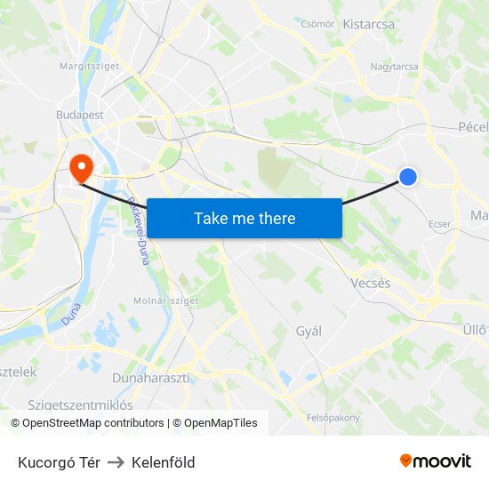 Kucorgó Tér to Kelenföld map