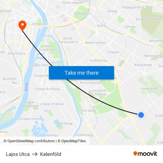 Lajos Utca to Kelenföld map