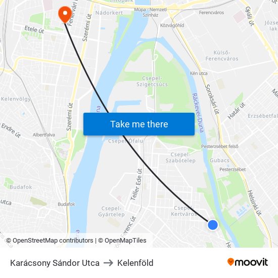 Karácsony Sándor Utca to Kelenföld map