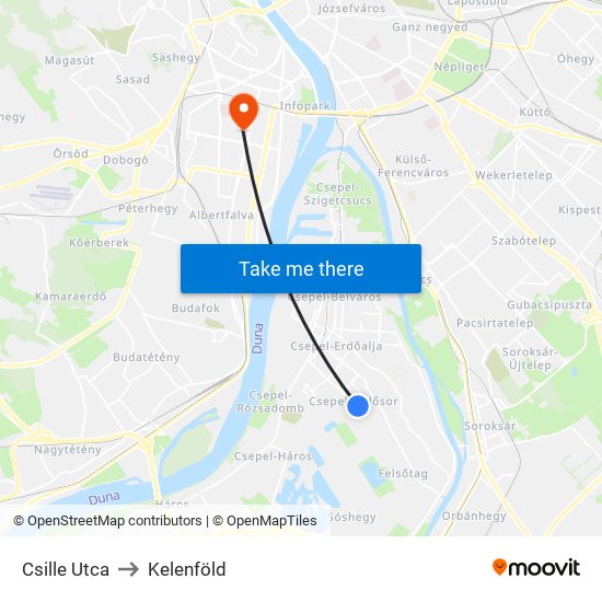 Csille Utca to Kelenföld map