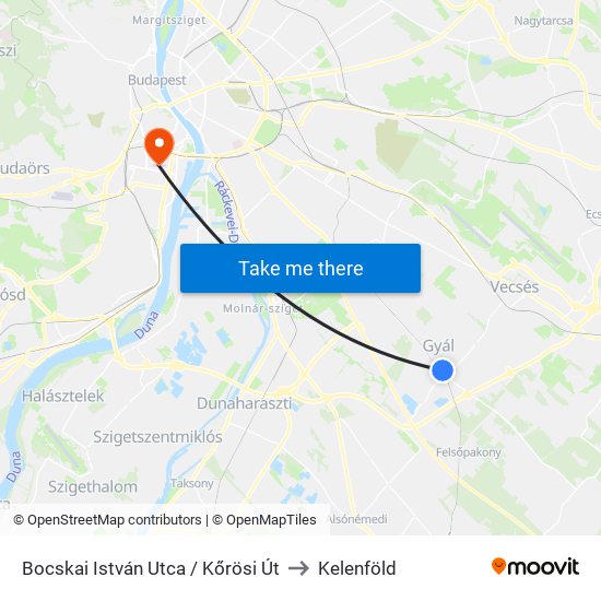 Bocskai István Utca / Kőrösi Út to Kelenföld map