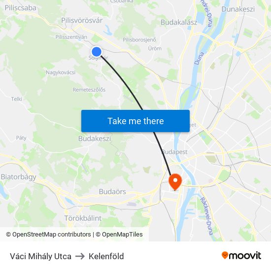 Váci Mihály Utca to Kelenföld map