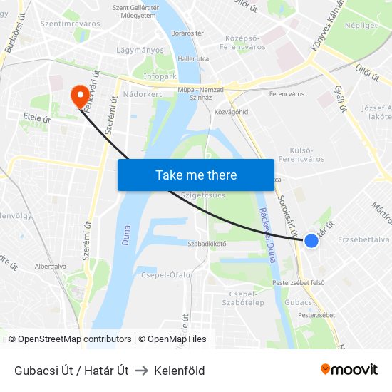 Gubacsi Út / Határ Út to Kelenföld map