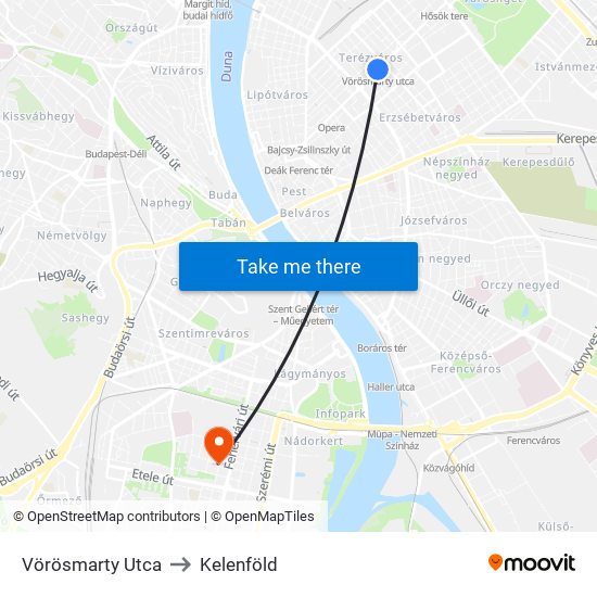 Vörösmarty Utca to Kelenföld map